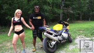 HD- Nadia White and Don Whoe rev it up on his Bike
